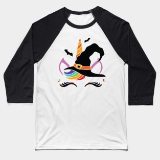 Cute Unicorn Witch LGBT Gay Halloween Rainbow Gift Baseball T-Shirt